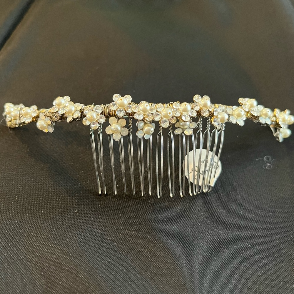 Paris by Debra Moreland Crystal Pearl and Opal Hair Comb Bridal Headpiece